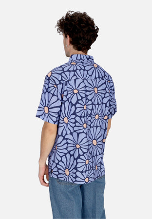 IRIEDAILY Camicia Manica Corta Uomo Resorio Shirt Dove Blue da uomo