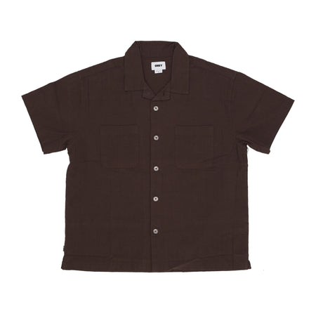 OBEY Camicia Manica Corta Uomo Sunrise Woven Shirt Java Brown da uomo