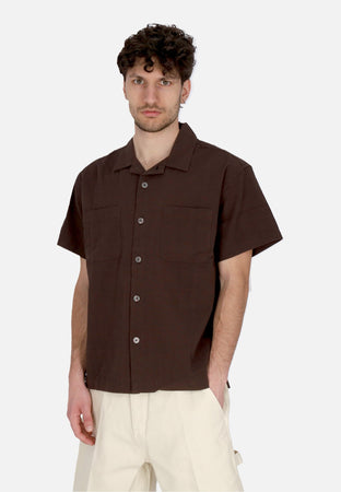 OBEY Camicia Manica Corta Uomo Sunrise Woven Shirt Java Brown da uomo