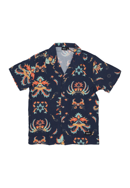 DOLLY NOIRE Camicia Manica Corta Uomo Traditional Batik Bowling Shirt Black/multi da uomo