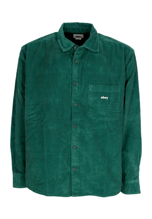 OBEY Camicia Manica Lunga Uomo Bigwig Cord Woven Rain Forest da uomo