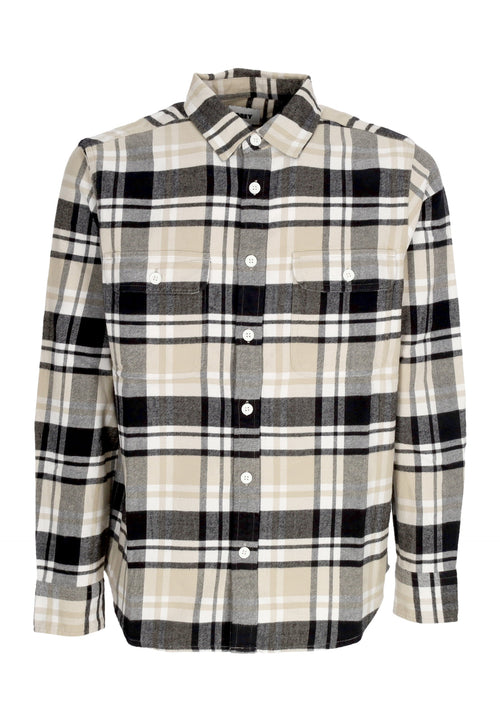 OBEY Camicia Manica Lunga Uomo Hardwork Dillon Woven Silver Grey Multi da uomo