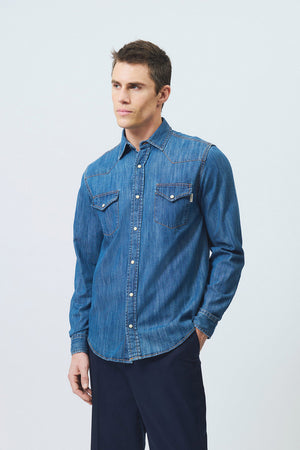 Roy Roger's camicia uomo in denim blu Martin regular fit