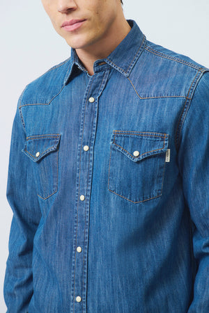 Roy Roger's camicia uomo in denim blu Martin regular fit