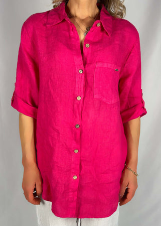 Camicione-fucsia-in-lino-con-taschino