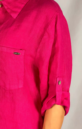 Camicione-fucsia-in-lino-con-taschino