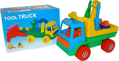 Camion-Giocattolo-Trampoliere-Scala-1:16-Con-Cacciavite-Martello-E-Chiave