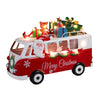 Bus di natale in metallo con regali e luci led per decorazioni natalizie