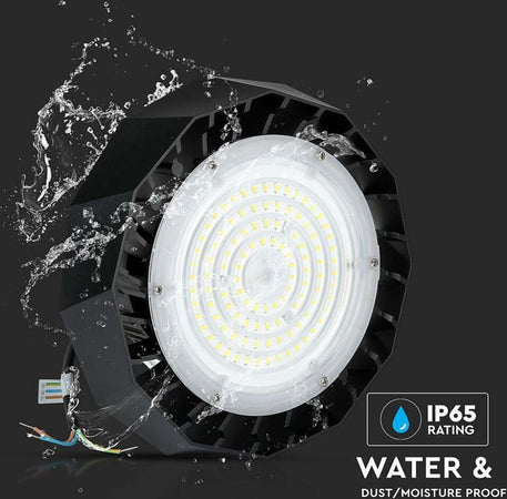 Campana-Industriale-LED-Chip-Samsung-100W-120LM/W-UFO-con-Driver-Samsung-Colore-Nero-90°-4000K-IP65-Dimmerabile