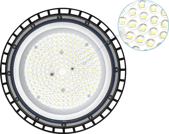 CAMPANA-LED-UFO-FARO-INDUSTRIALE-300W-LAMPADA-SOSPENSIONE-SLIM-LUCE-FREDDA-o-NATURALE--IP65