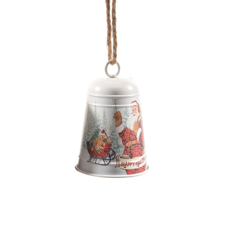 Campana decorata con Babbo in metallo per decorazioni natalizie