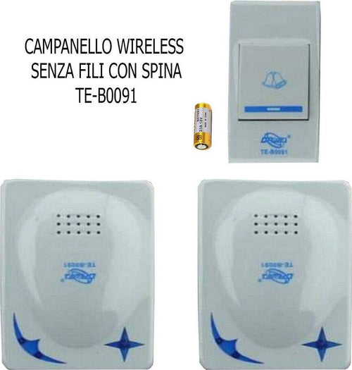 Campanello Senza Fili Da Esterno Wireless 1 Trasmettitore 2 Ricevitori Spina 91 Casa, arredamento e bricolage > Sicurezza e Antifurti > Campanelli Wireless Trade Shop italia - Napoli, Commerciovirtuoso.it