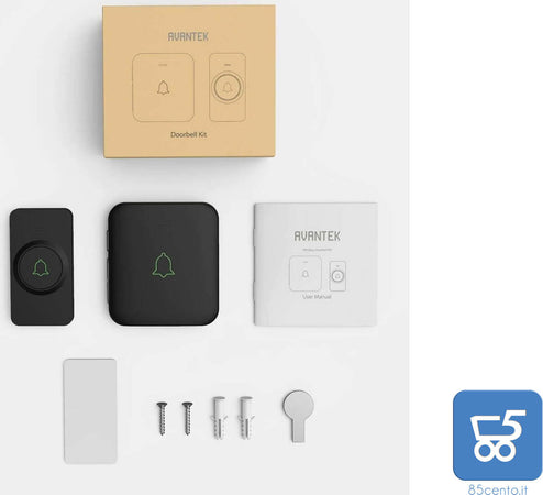 Campanello Wireless Avantek Impermeabile Ricevitore Spina EU 5 Livelli Volume 52 melodie