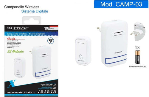 Campanello Wireless Senza Fili Spina Incorporata Wifi Indicatore Led Camp-03 Maxtech Casa, arredamento e bricolage > Sicurezza e Antifurti > Campanelli Wireless Trade Shop italia - Napoli, Commerciovirtuoso.it