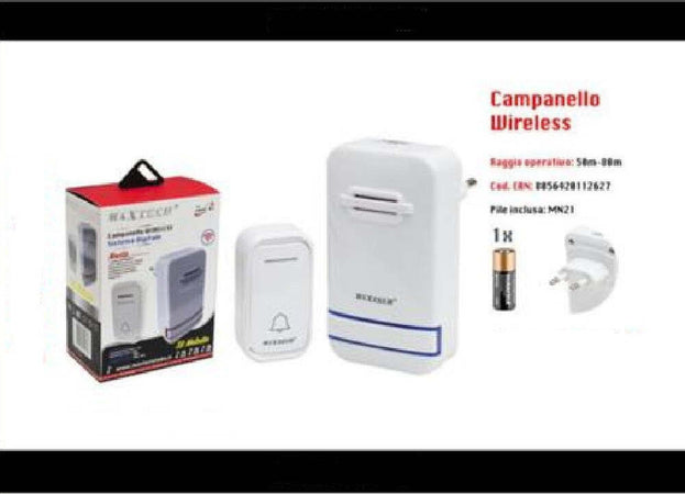 Campanello Wireless Senza Fili Spina Incorporata Wifi Indicatore Led Camp-03 Maxtech Casa, arredamento e bricolage > Sicurezza e Antifurti > Campanelli Wireless Trade Shop italia - Napoli, Commerciovirtuoso.it