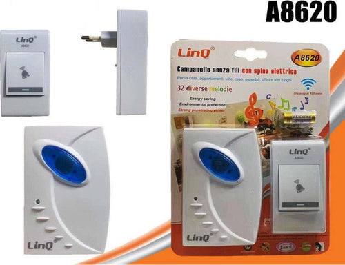 Campanello Wireless Spina Elettrica Senza Fili 32 Melodie A8620 Distanza 100 Mt Fai da te/Sicurezza e protezione/Sistemi di sicurezza domestica/Video Campanelli Trade Shop italia - Napoli, Commerciovirtuoso.it