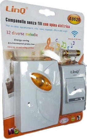 Campanello Wireless Spina Elettrica Senza Fili 32 Melodie A8620 Distanza 100 Mt Fai da te/Sicurezza e protezione/Sistemi di sicurezza domestica/Video Campanelli Trade Shop italia - Napoli, Commerciovirtuoso.it