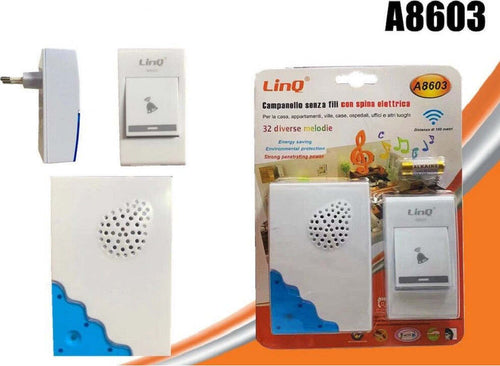 Campanello Wireless Spina Elettrica Senza Fili 32 Melodie Casa A8603 Distanza 100mt Fai da te/Sicurezza e protezione/Sistemi di sicurezza domestica/Video Campanelli Trade Shop italia - Napoli, Commerciovirtuoso.it