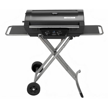 Barbecue BBQ a gas pietra lavica a valigetta con coperchio e ruote 2 fuochi compact LX