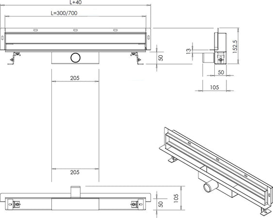 Canaletta-Doccia-Piastrellabile-con-scarico-a-Muro-in-inox-da-30-e-70cm