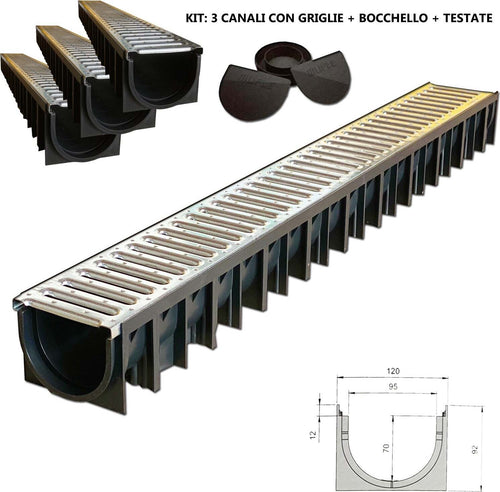 Canaletta-scolo-acqua-piovana--carrabile-in-PP-PE-con-griglia-zincata-12X92-kit-3pz