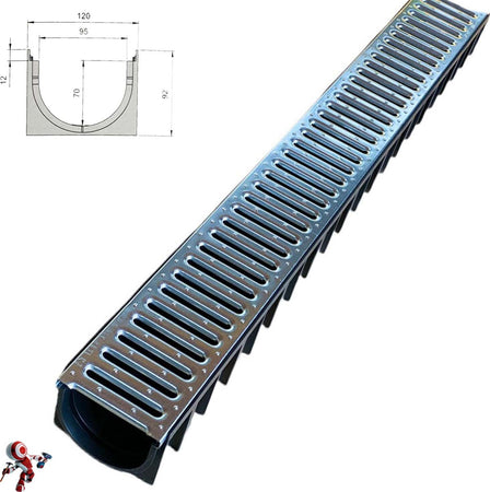 Canaletta-scolo-acqua-piovana--carrabile-in-PP-PE-con-griglia-zincata-12X92-kit-3pz