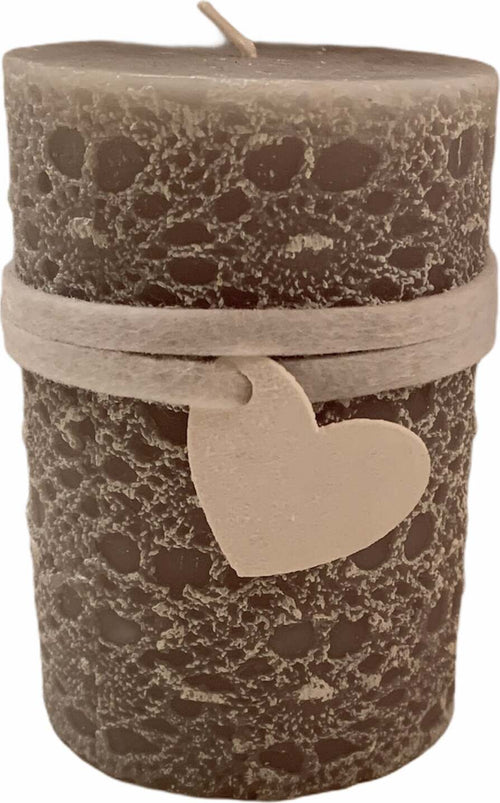 Candela cilindrica a cera effetto Ricamo decorazione natalizia h 10 cm Casa e cucina/Decorazioni per interni/Candele e portacandele/Candele/Candele a colonna MagiediNatale.it - Altamura, Commerciovirtuoso.it