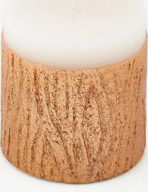 Candela cilindrica Bicolor decorata h 7,5 cm decorazione natalizia effetto tronco Casa e cucina/Decorazioni per interni/Candele e portacandele/Candele/Candele a colonna MagiediNatale.it - Altamura, Commerciovirtuoso.it