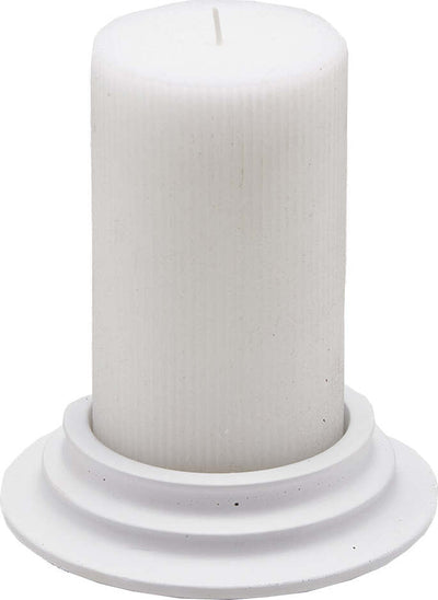 Candela cilindrica decorata cera dorica con piatto per ambienti Casa e cucina/Decorazioni per interni/Candele e portacandele/Candele/Candele a colonna La Zappa - Altamura, Commerciovirtuoso.it