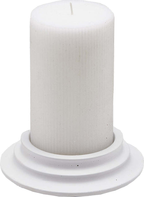 Candela cilindrica decorata cera dorica con piatto per ambienti Casa e cucina/Decorazioni per interni/Candele e portacandele/Candele/Candele a colonna La Zappa - Altamura, Commerciovirtuoso.it