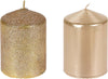 Candela cilindrica decorata Oro 2 Assortimenti decorazione natalizia h 10 cm Casa e cucina/Decorazioni per interni/Candele e portacandele/Candele/Candele a colonna MagiediNatale.it - Altamura, Commerciovirtuoso.it