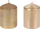 Candela cilindrica decorata Oro 2 Assortimenti decorazione natalizia h 10 cm Casa e cucina/Decorazioni per interni/Candele e portacandele/Candele/Candele a colonna MagiediNatale.it - Altamura, Commerciovirtuoso.it