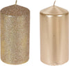 Candela cilindrica decorata Oro 2 Assortimenti decorazione natalizia h 14 cm Casa e cucina/Decorazioni per interni/Candele e portacandele/Candele/Candele a colonna MagiediNatale.it - Altamura, Commerciovirtuoso.it