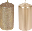 Candela cilindrica decorata Oro 2 Assortimenti decorazione natalizia h 14 cm Casa e cucina/Decorazioni per interni/Candele e portacandele/Candele/Candele a colonna MagiediNatale.it - Altamura, Commerciovirtuoso.it