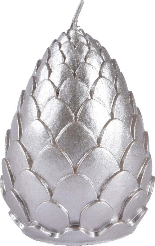 Candela decorativa a forma di pigna in cera colore argento metallico Casa e cucina/Decorazioni per interni/Candele e portacandele/Candele/Candele a colonna MagiediNatale.it - Altamura, Commerciovirtuoso.it
