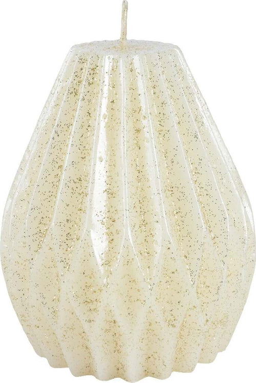 Candela decorativa in cera plissettata con glitter color bianco Casa e cucina/Decorazioni per interni/Candele e portacandele/Candele/Candele a colonna MagiediNatale.it - Altamura, Commerciovirtuoso.it