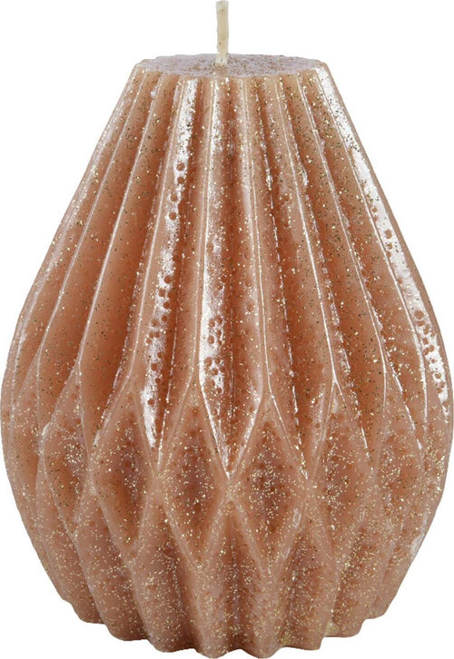 Candela decorativa in cera plissettata con glitter color marrone chiaro Casa e cucina/Decorazioni per interni/Candele e portacandele/Candele/Candele a colonna MagiediNatale.it - Altamura, Commerciovirtuoso.it