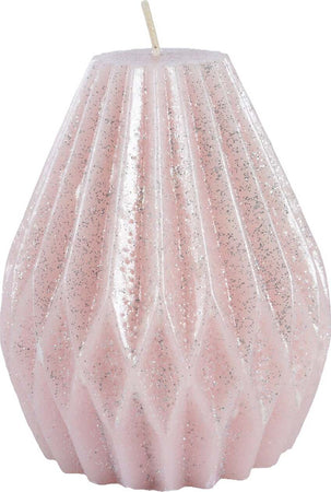Candela decorativa in cera plissettata con glitter color rosa blush Casa e cucina/Decorazioni per interni/Candele e portacandele/Candele/Candele a colonna MagiediNatale.it - Altamura, Commerciovirtuoso.it