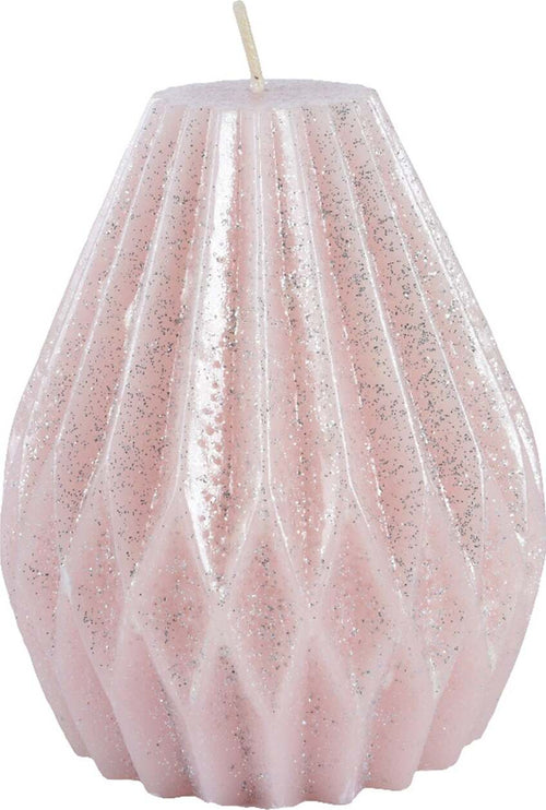 Candela decorativa in cera plissettata con glitter color rosa blush Casa e cucina/Decorazioni per interni/Candele e portacandele/Candele/Candele a colonna MagiediNatale.it - Altamura, Commerciovirtuoso.it