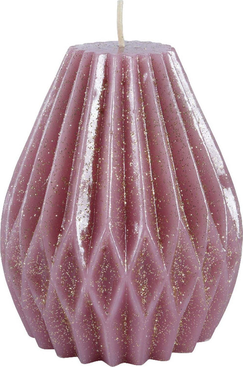 Candela decorativa in cera plissettata con glitter color rosa velluto Casa e cucina/Decorazioni per interni/Candele e portacandele/Candele/Candele a colonna MagiediNatale.it - Altamura, Commerciovirtuoso.it