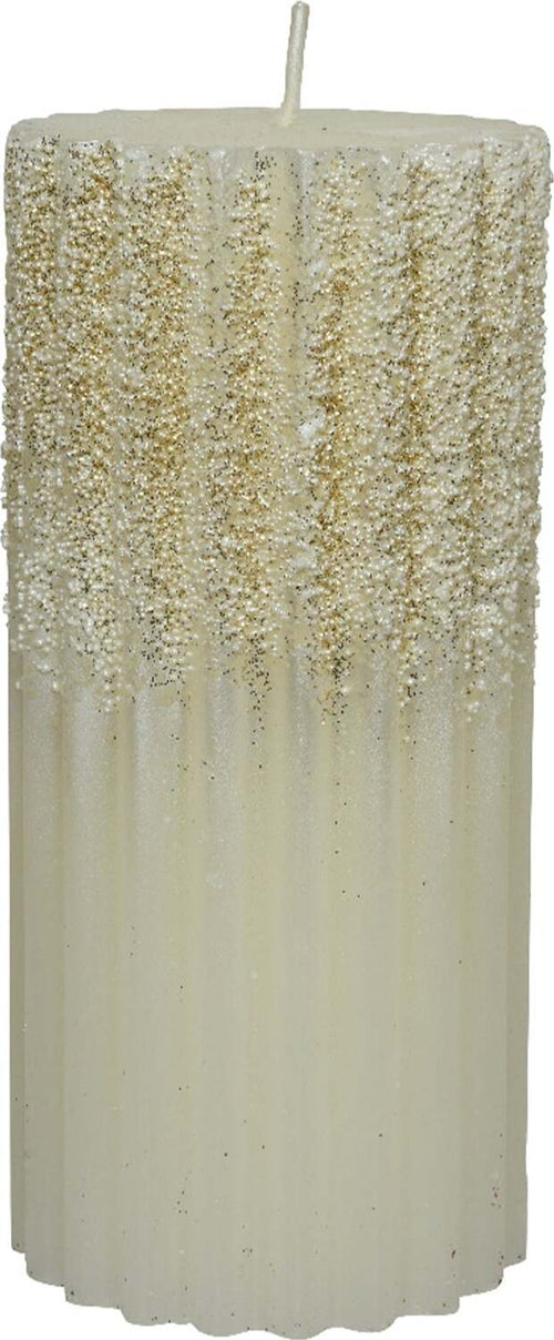 Candela decorativa in cera rigata con Glitter color Bianco Lana Casa e cucina/Decorazioni per interni/Candele e portacandele/Candele/Candele a colonna MagiediNatale.it - Altamura, Commerciovirtuoso.it