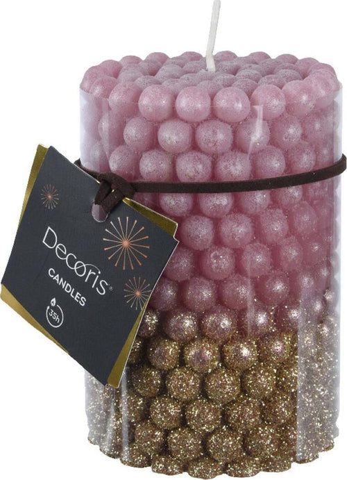 Candela decorativa in cera rigata con Glitter color oro e rosa velluto Casa e cucina/Decorazioni per interni/Candele e portacandele/Candele/Candele a colonna MagiediNatale.it - Altamura, Commerciovirtuoso.it