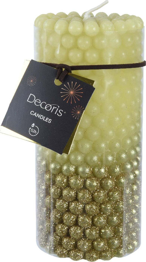 Candela decorativa in cera rigata con Glitter color oro e verde pistacchio Casa e cucina/Decorazioni per interni/Candele e portacandele/Candele/Candele a colonna MagiediNatale.it - Altamura, Commerciovirtuoso.it