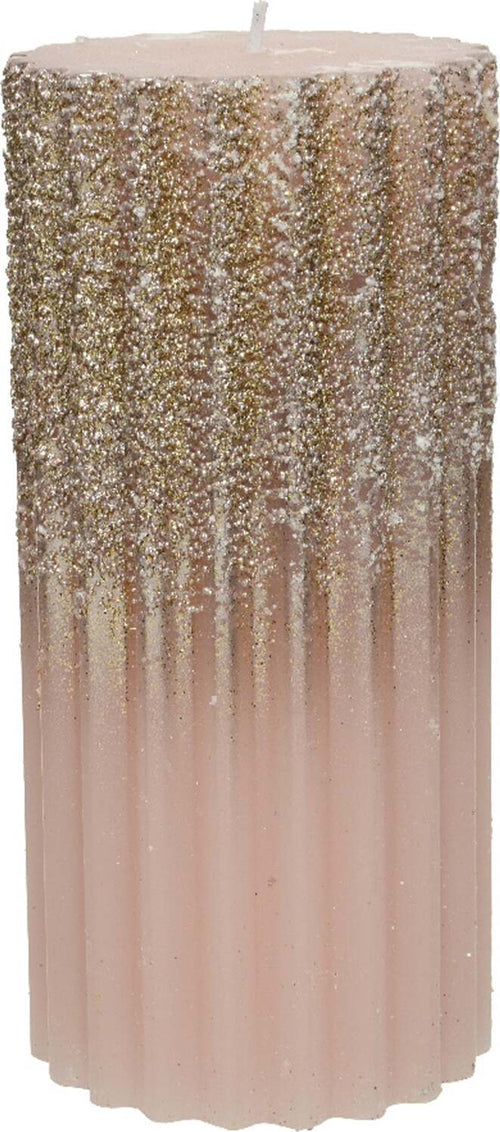 Candela decorativa in cera rigata con Glitter color Rosa Blush Casa e cucina/Decorazioni per interni/Candele e portacandele/Candele/Candele a colonna MagiediNatale.it - Altamura, Commerciovirtuoso.it