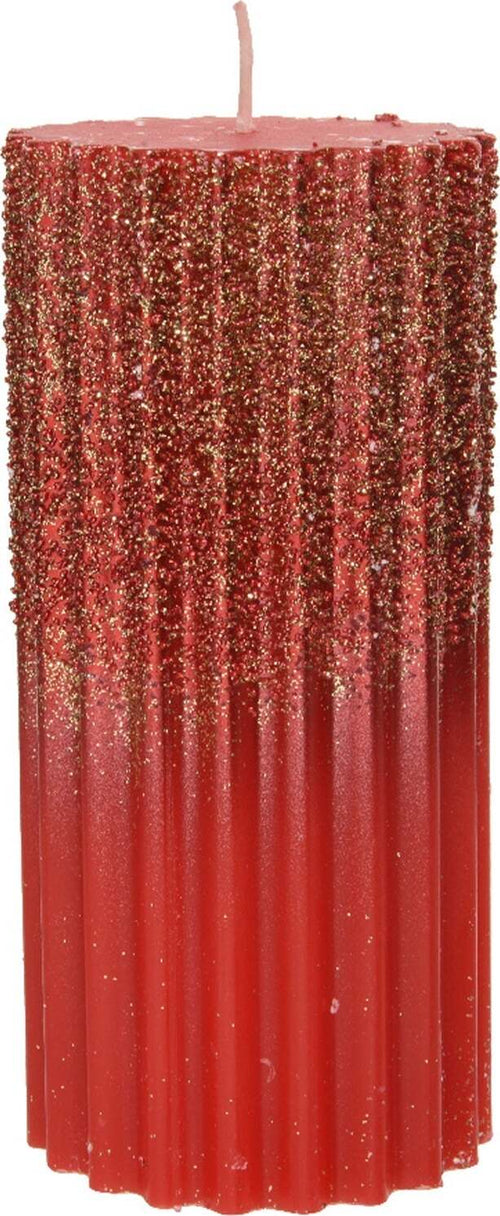 Candela decorativa in cera rigata con Glitter color Rosso Chiaro Casa e cucina/Decorazioni per interni/Candele e portacandele/Candele/Candele a colonna MagiediNatale.it - Altamura, Commerciovirtuoso.it