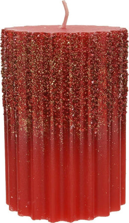 Candela decorativa in cera rigata con Glitter color Rosso Chiaro Casa e cucina/Decorazioni per interni/Candele e portacandele/Candele/Candele a colonna MagiediNatale.it - Altamura, Commerciovirtuoso.it
