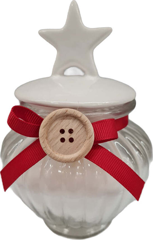 Candela in cera rossa e bianca con coperchio decorazione natalizia 2 pezzi Casa e cucina/Decorazioni per interni/Candele e portacandele/Candele/Candele a colonna MagiediNatale.it - Altamura, Commerciovirtuoso.it
