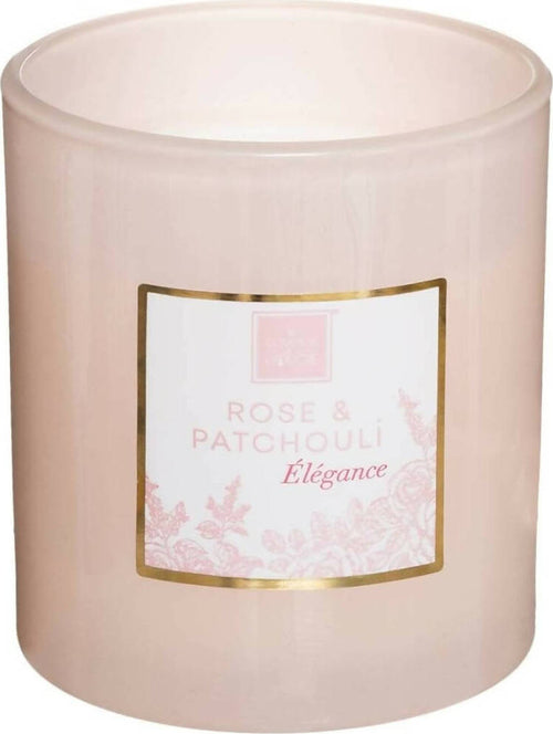 Candela-Élégance-In-Bicchiere-Di-Vetro-Alla-Fragranza-Di-Rosa-E-Patchouli-Contenuta-In-Un'-Elegante-Scatolina-Atmosphera