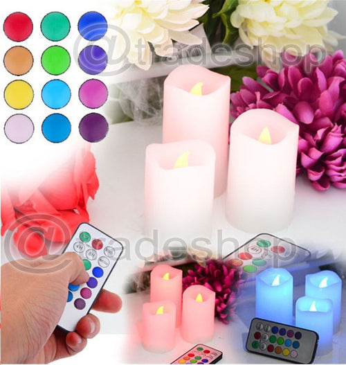CANDELA LUCE A LED RGB SET 3 CANDELE MULTICOLORI TELECOMANDO DECORAZIONI CASA Illuminazione/Illuminazione per interni/Illuminazione speciale/Candele LED Trade Shop italia - Napoli, Commerciovirtuoso.it