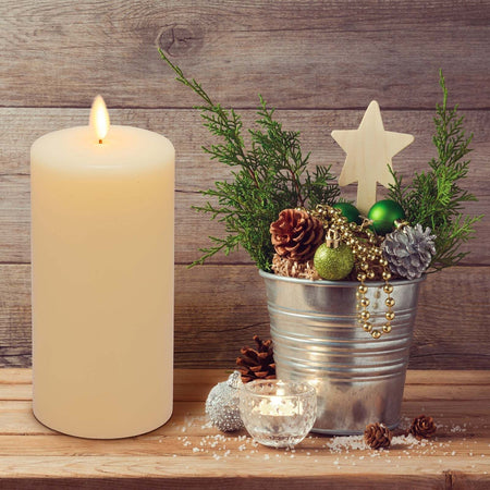 Candela luminosa a led luce calda cera avorio con stoppino mobile decorazione natalizia Casa e cucina/Decorazioni per interni/Candele e portacandele/Candele/Candele a colonna MagiediNatale.it - Altamura, Commerciovirtuoso.it